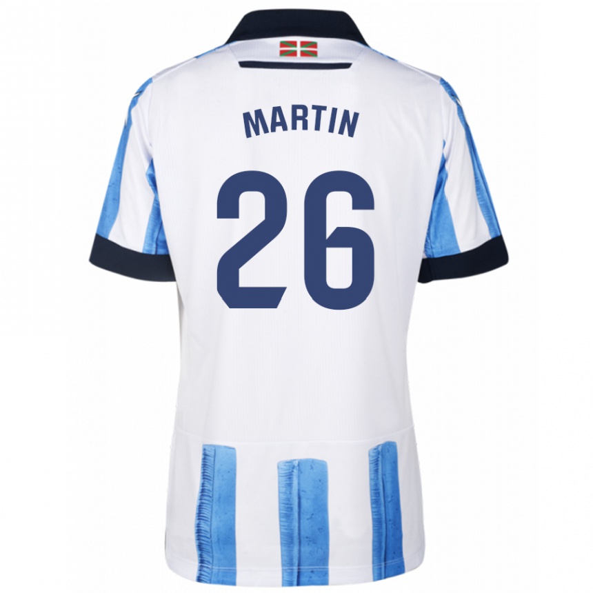 Men Football Jon Martín #26 Blue White Home Jersey 2023/24 T-Shirt