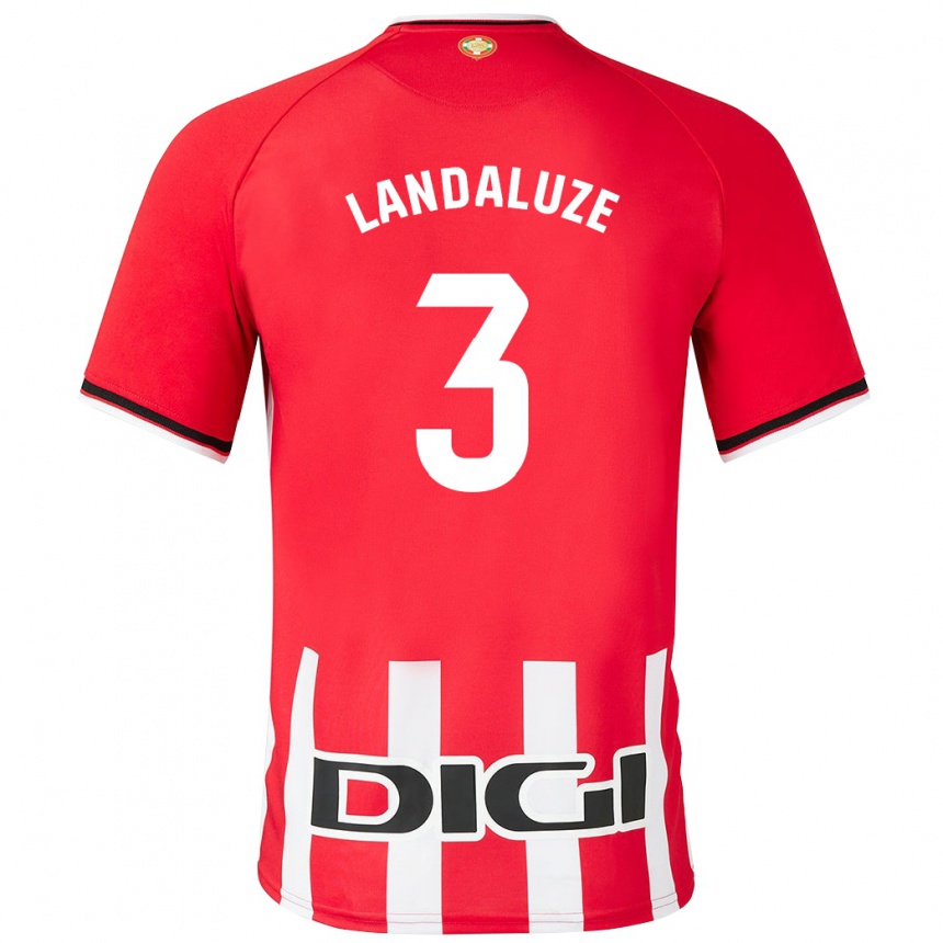 Men Football Naia Landaluze Marquínez #3 Red Home Jersey 2023/24 T-Shirt