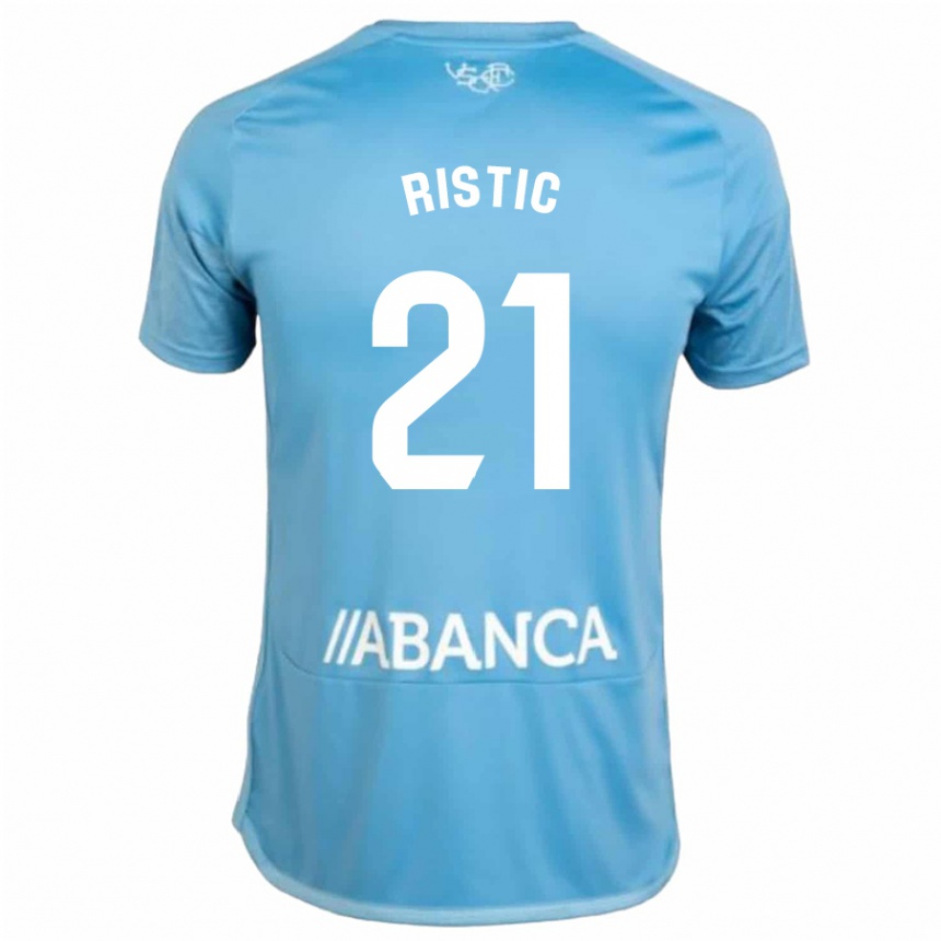 Men Football Mihailo Ristic #21 Blue Home Jersey 2023/24 T-Shirt