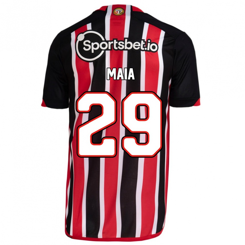 Men Football Pablo Maia #29 Blue Red Away Jersey 2023/24 T-Shirt