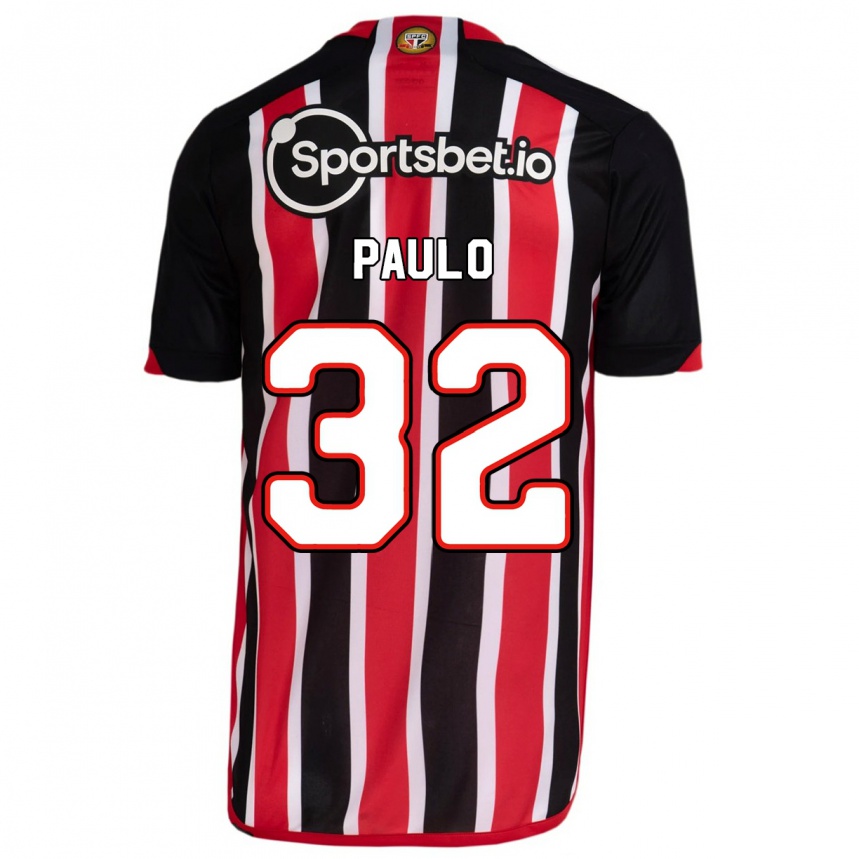 Men Football Marcos Paulo #32 Blue Red Away Jersey 2023/24 T-Shirt