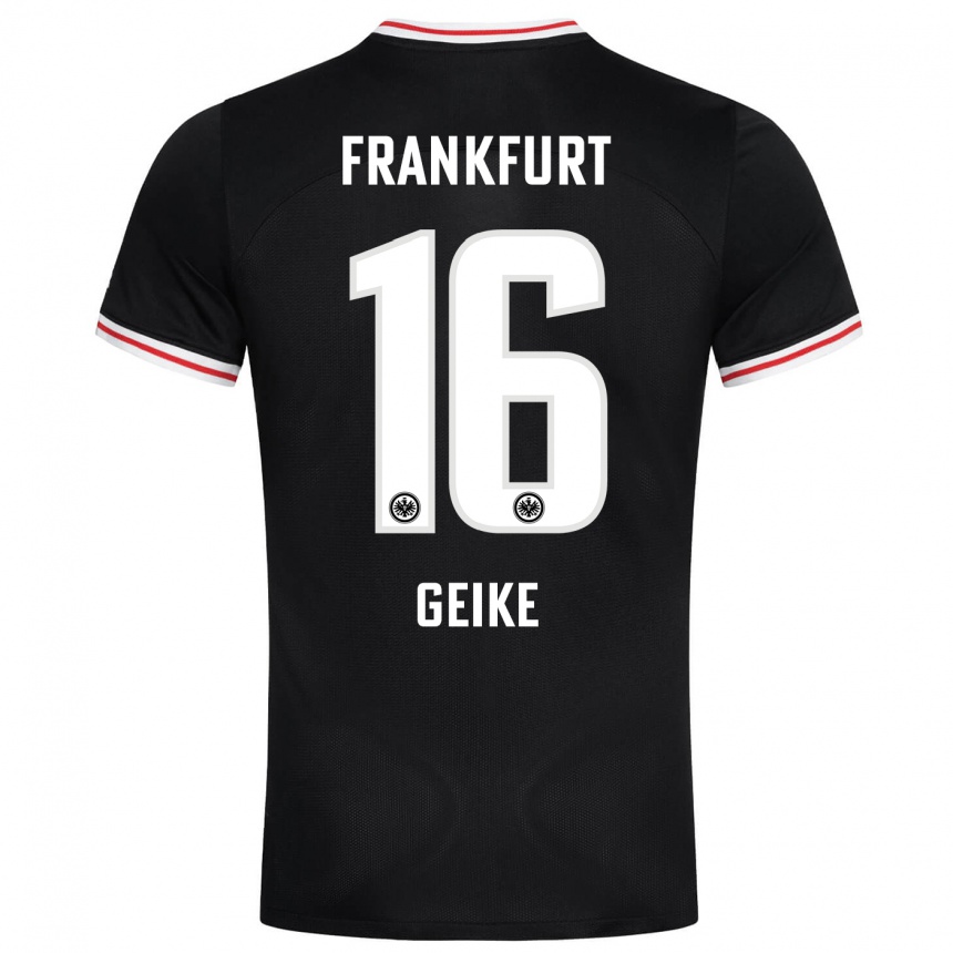 Men Football Jonah Geike #16 Black Away Jersey 2023/24 T-Shirt