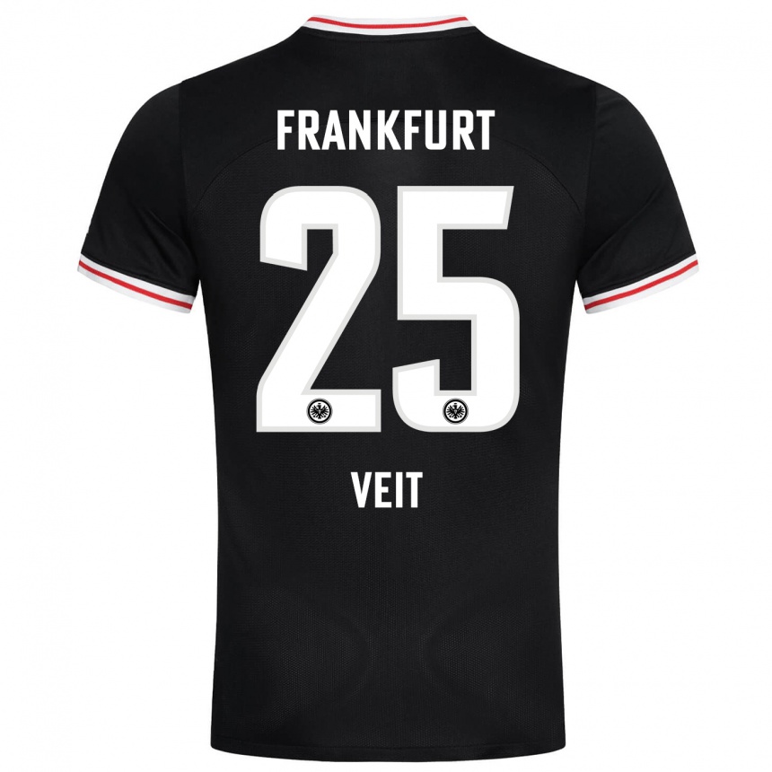 Men Football Jella Veit #25 Black Away Jersey 2023/24 T-Shirt