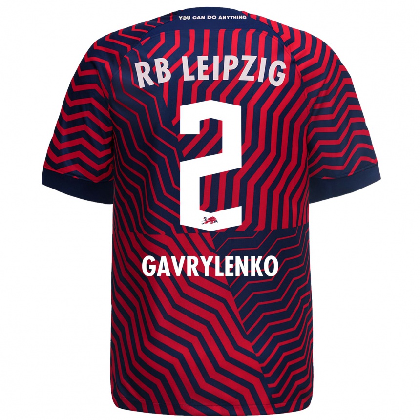 Men Football Oleksandr Gavrylenko #2 Blue Red Away Jersey 2023/24 T-Shirt