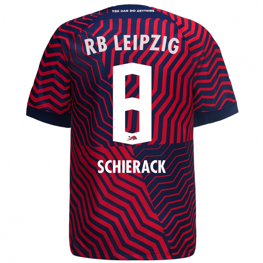 Men Football Simon Schierack #8 Blue Red Away Jersey 2023/24 T-Shirt