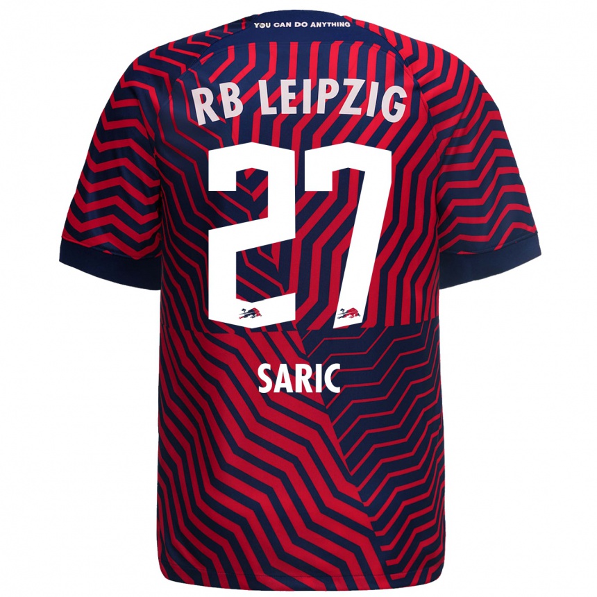 Men Football Lucio Saric #27 Blue Red Away Jersey 2023/24 T-Shirt