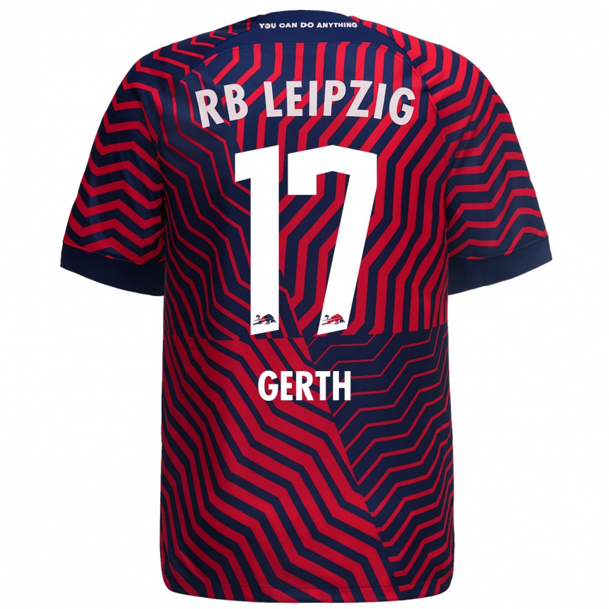 Men Football Amos Gerth #17 Blue Red Away Jersey 2023/24 T-Shirt