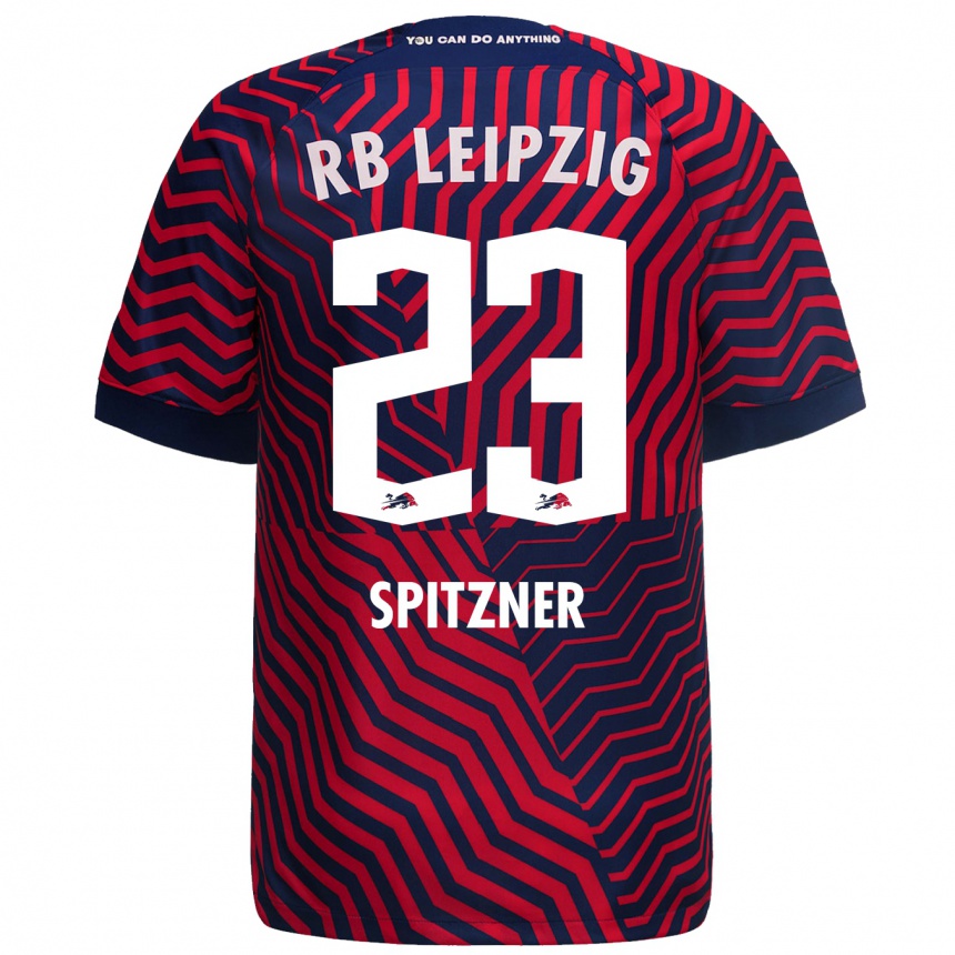 Men Football Kyra Spitzner #23 Blue Red Away Jersey 2023/24 T-Shirt