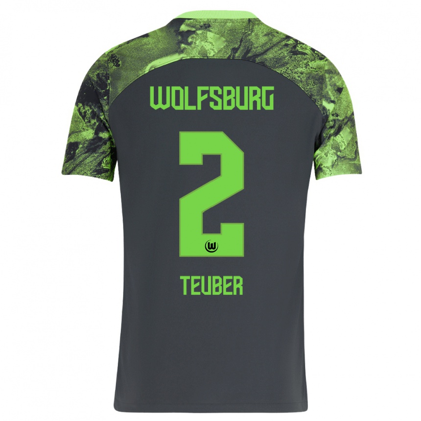 Men Football Julius Teuber #2 Dark Grey Away Jersey 2023/24 T-Shirt