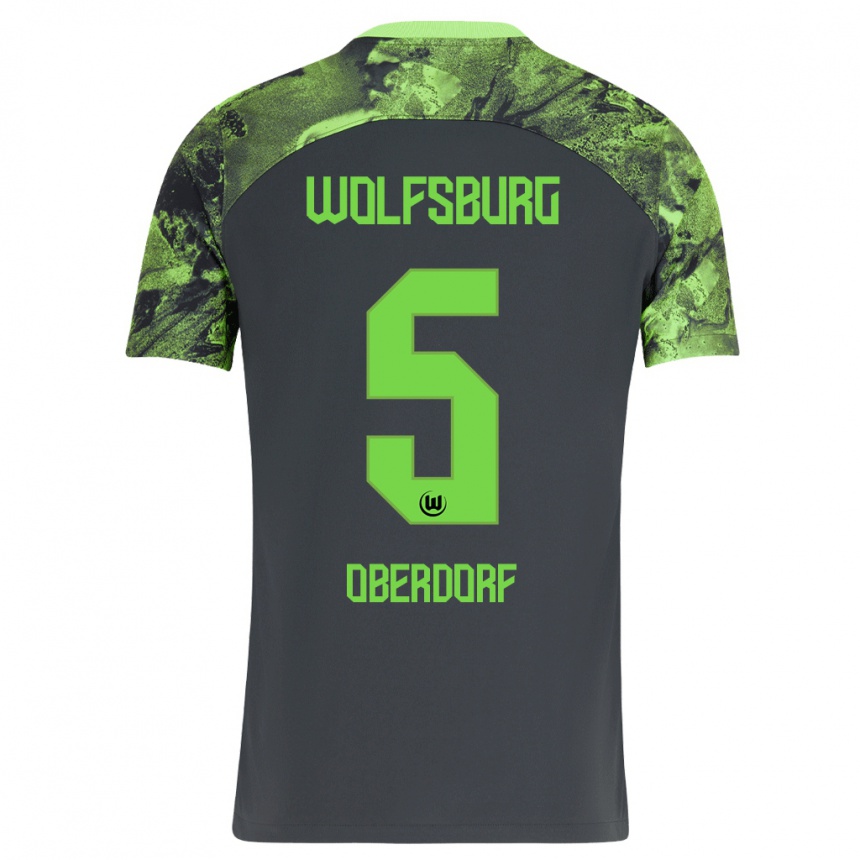 Men Football Lena Oberdorf #5 Dark Grey Away Jersey 2023/24 T-Shirt