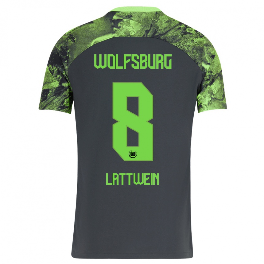 Men Football Lena Lattwein #8 Dark Grey Away Jersey 2023/24 T-Shirt