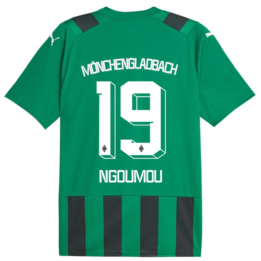 Men Football Nathan Ngoumou #19 Black Green Away Jersey 2023/24 T-Shirt