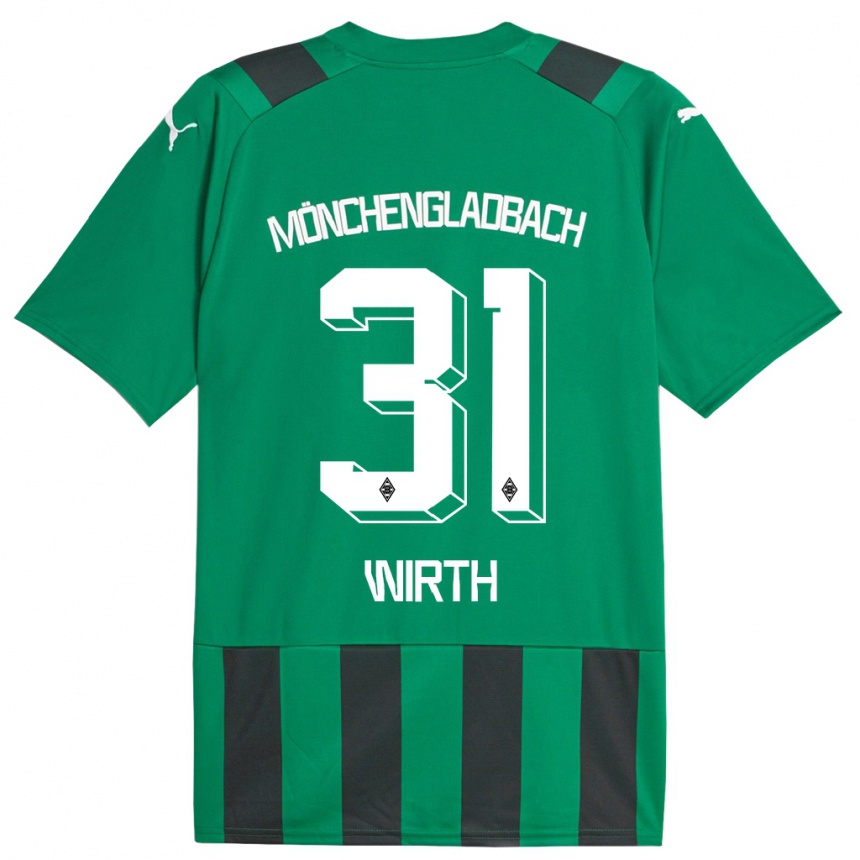 Men Football Linus Wirth #31 Black Green Away Jersey 2023/24 T-Shirt