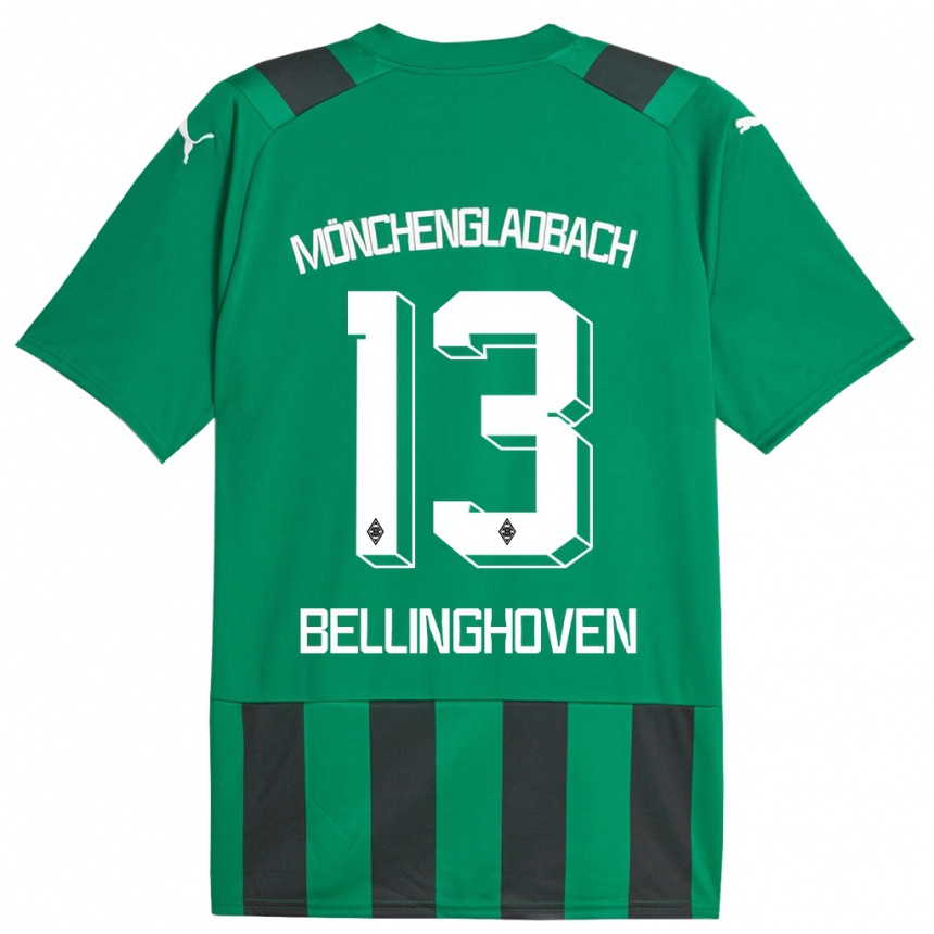 Men Football Christina Bellinghoven #13 Black Green Away Jersey 2023/24 T-Shirt