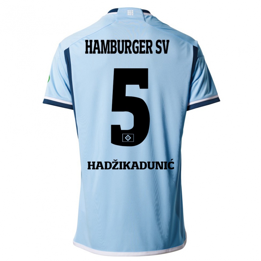 Men Football Dennis Hadzikadunic #5 Blue Away Jersey 2023/24 T-Shirt