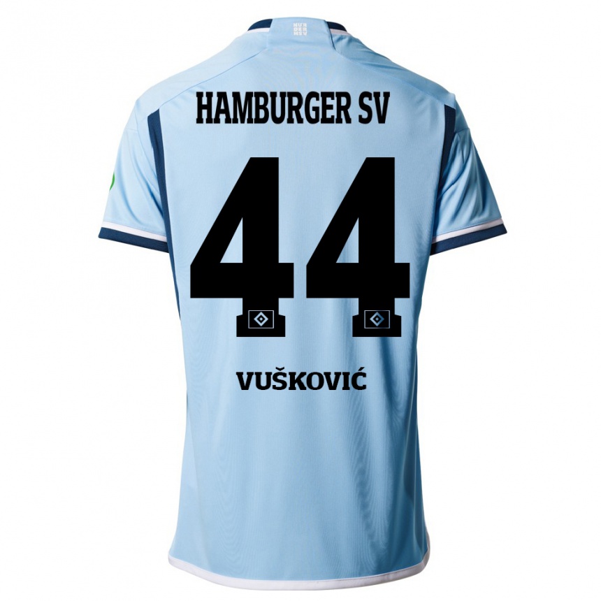 Men Football Mario Vuskovic #44 Blue Away Jersey 2023/24 T-Shirt