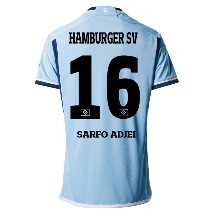 Men Football Maximilian Sarfo-Adjei #16 Blue Away Jersey 2023/24 T-Shirt