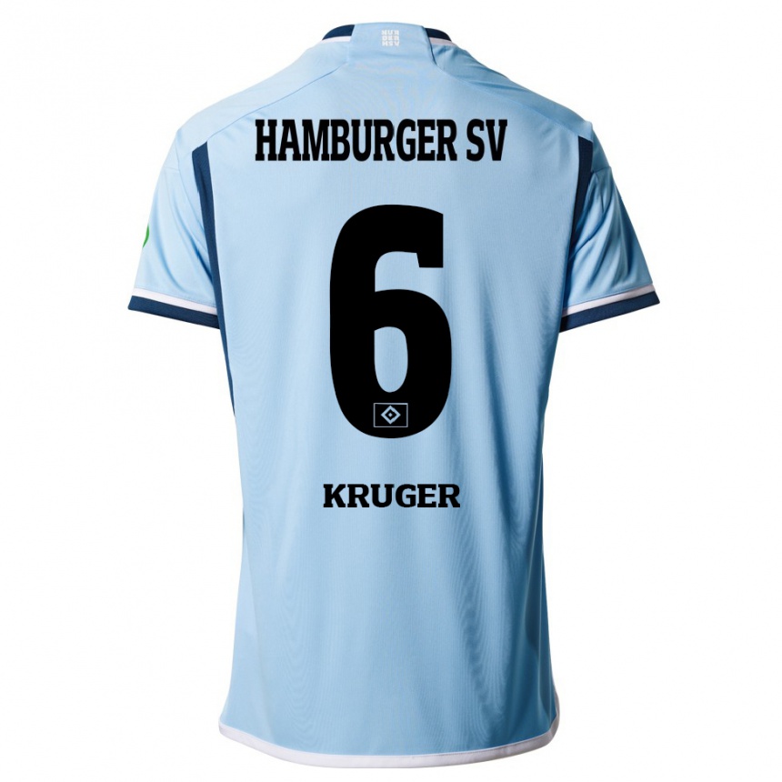 Men Football Artur Krüger #6 Blue Away Jersey 2023/24 T-Shirt