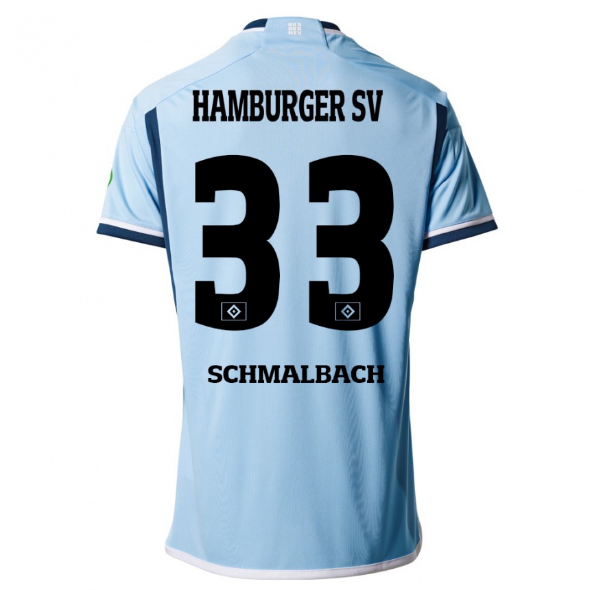 Men Football Sebastian Schmalbach #33 Blue Away Jersey 2023/24 T-Shirt