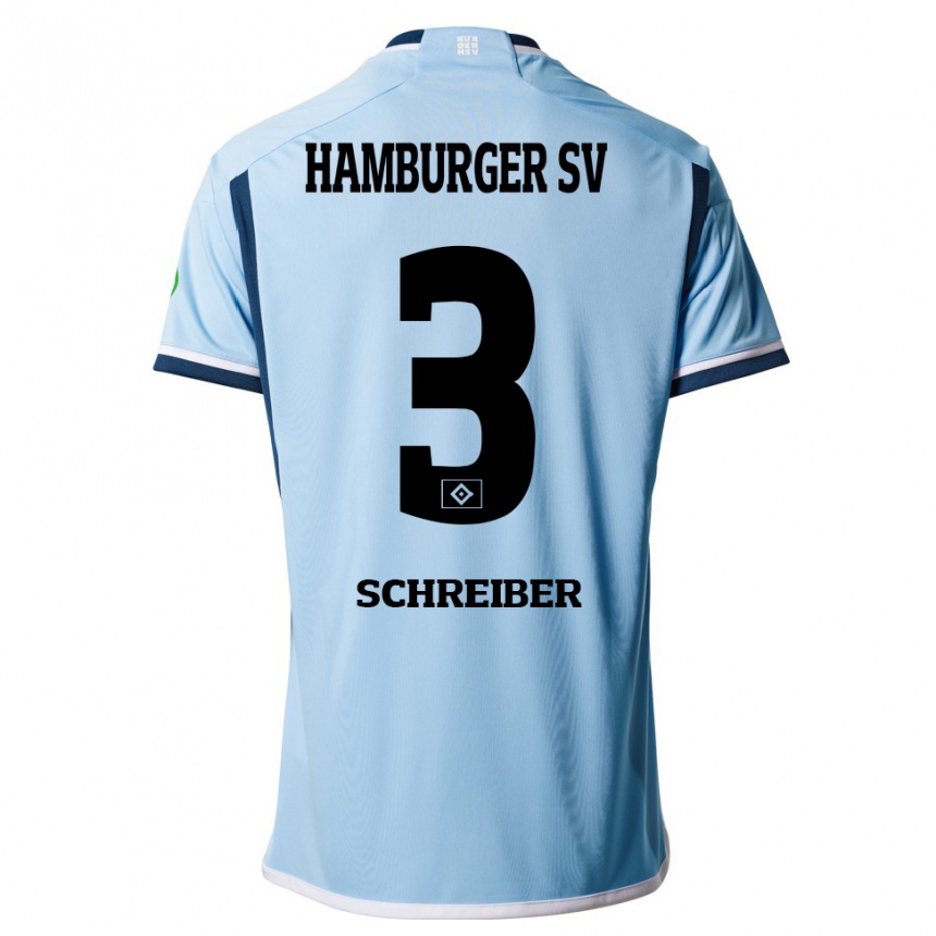 Men Football David Schreiber #3 Blue Away Jersey 2023/24 T-Shirt