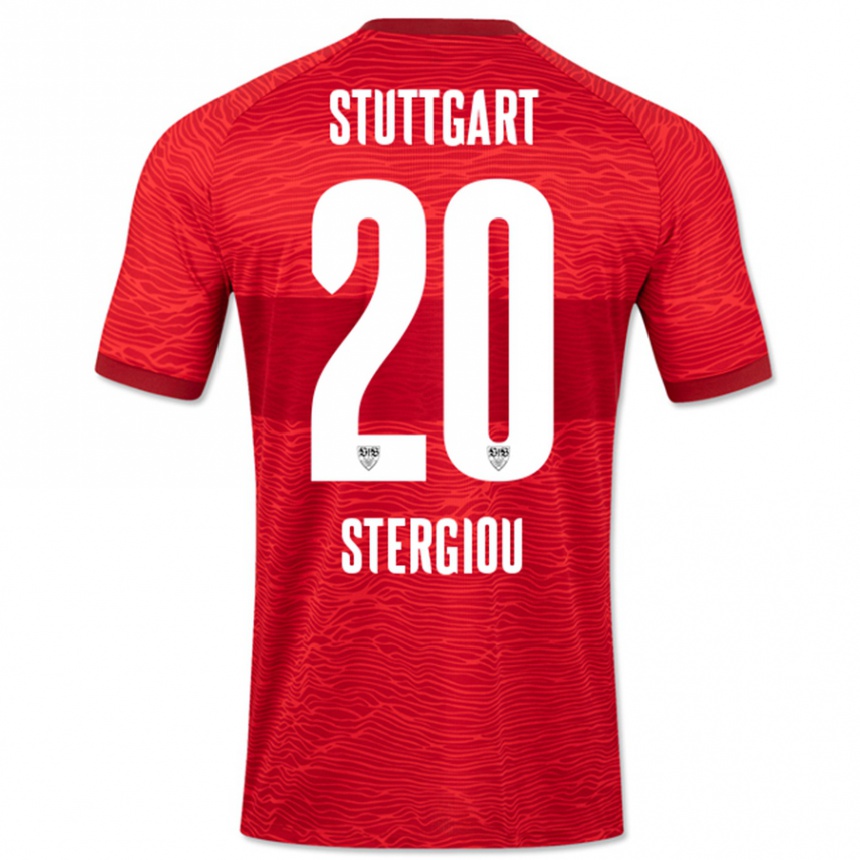 Men Football Leonidas Stergiou #20 Red Away Jersey 2023/24 T-Shirt