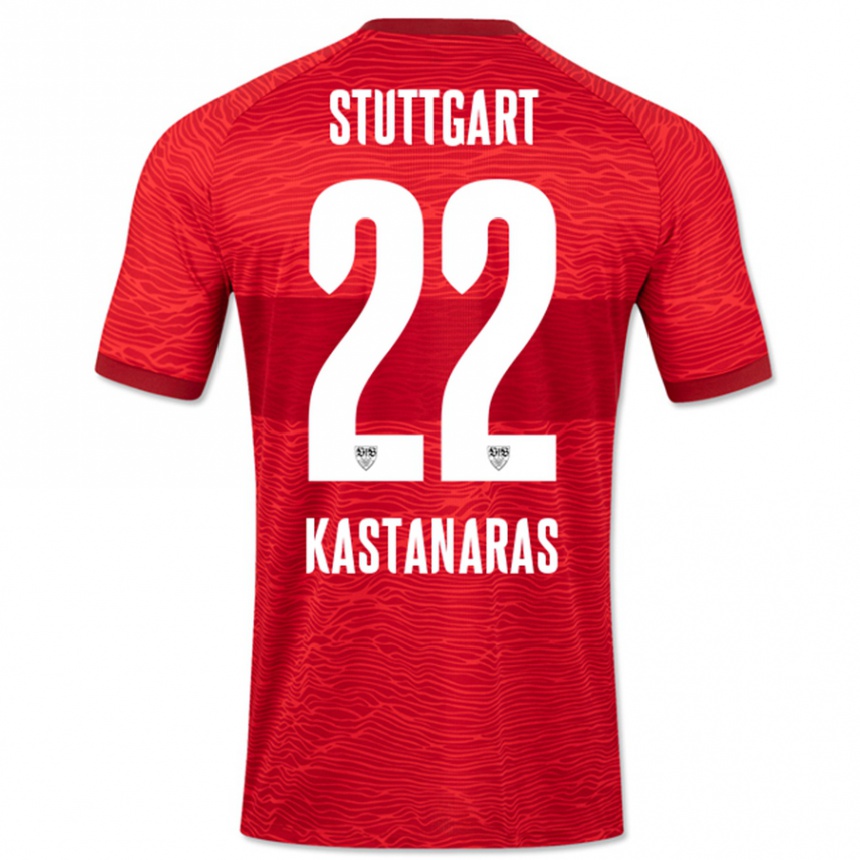 Men Football Thomas Kastanaras #22 Red Away Jersey 2023/24 T-Shirt