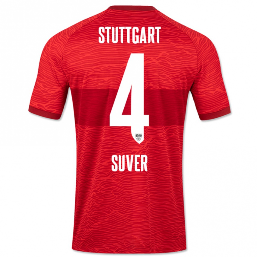 Men Football Jakov Suver #4 Red Away Jersey 2023/24 T-Shirt