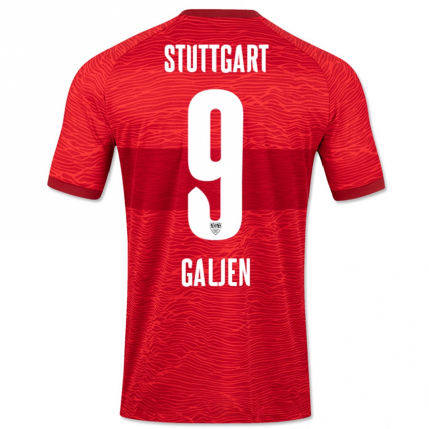 Men Football Dejan Galjen #9 Red Away Jersey 2023/24 T-Shirt