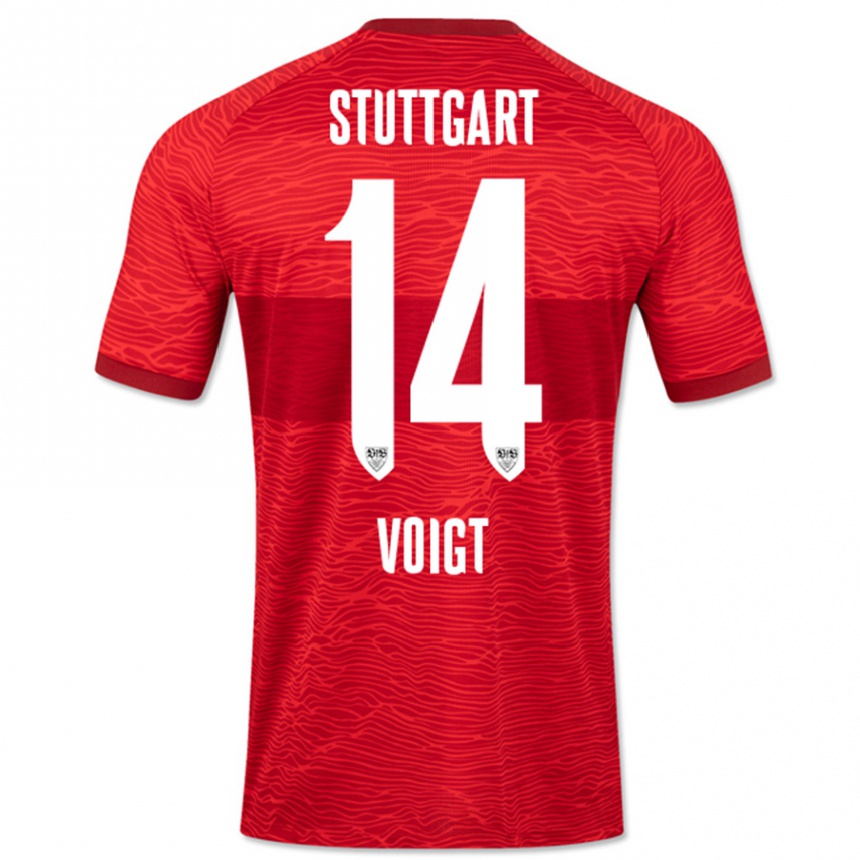 Men Football Max Voigt #14 Red Away Jersey 2023/24 T-Shirt