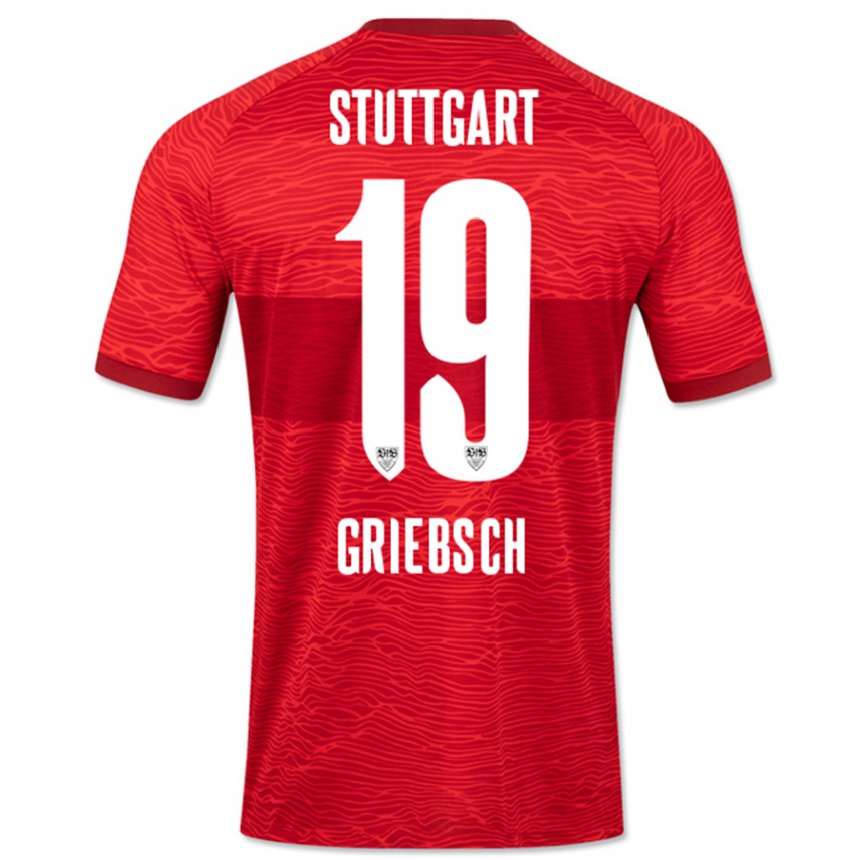 Men Football Lukas Griebsch #19 Red Away Jersey 2023/24 T-Shirt