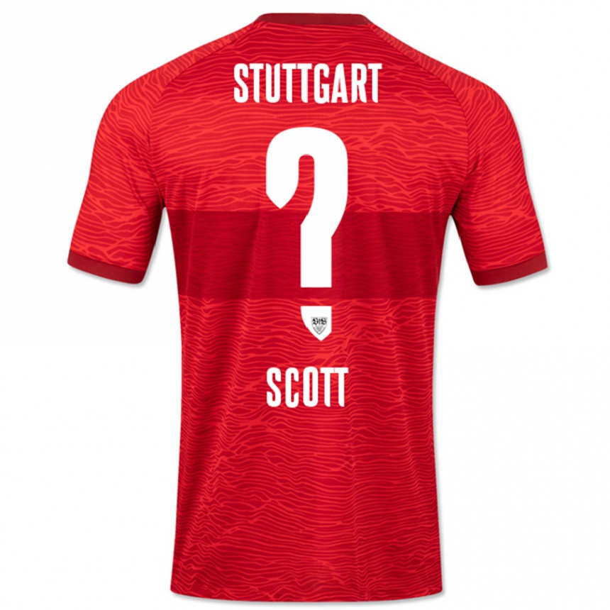 Men Football Elijah Scott #0 Red Away Jersey 2023/24 T-Shirt