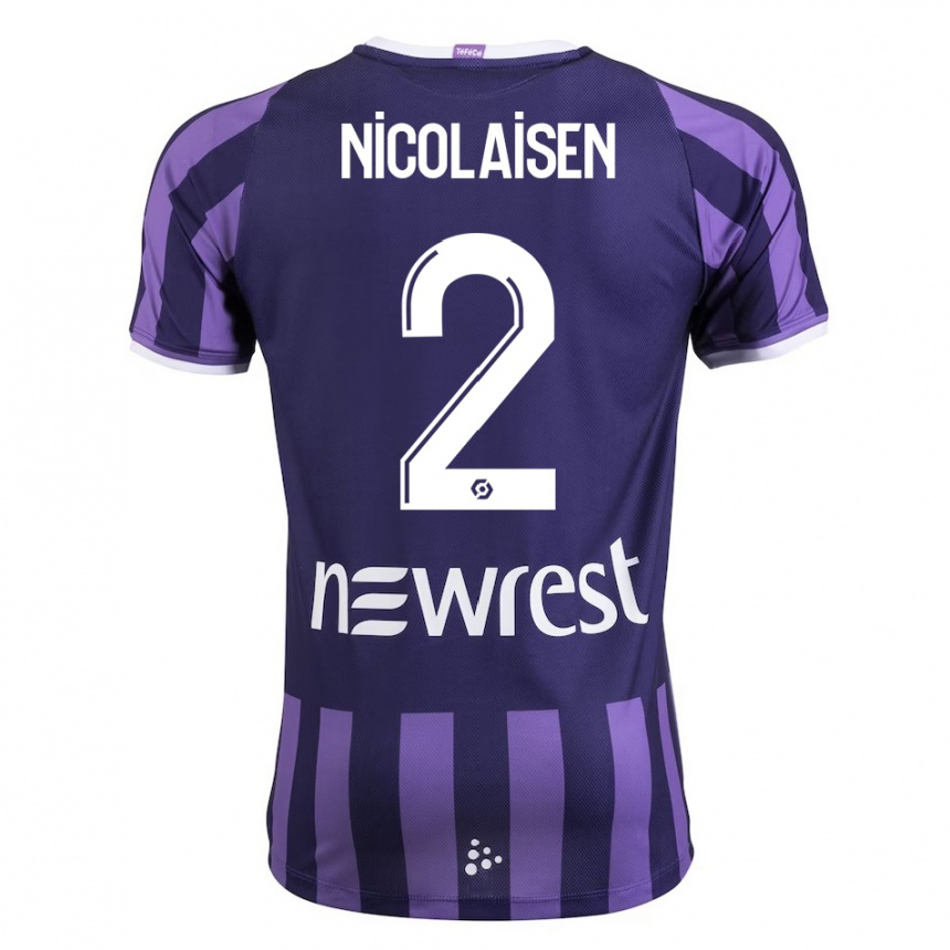 Men Football Rasmus Nicolaisen #2 Purple Away Jersey 2023/24 T-Shirt