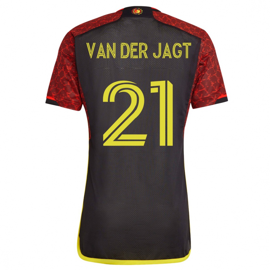Men Football Olivia Van Der Jagt #21 Orange Away Jersey 2023/24 T-Shirt