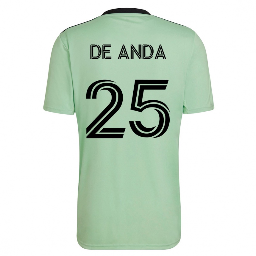 Men Football Anthony De Anda #25 Light Green Away Jersey 2023/24 T-Shirt
