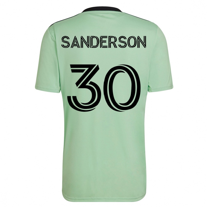 Men Football Spencer Sanderson #30 Light Green Away Jersey 2023/24 T-Shirt