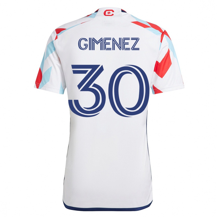 Men Football Gastón Giménez #30 White Blue Away Jersey 2023/24 T-Shirt