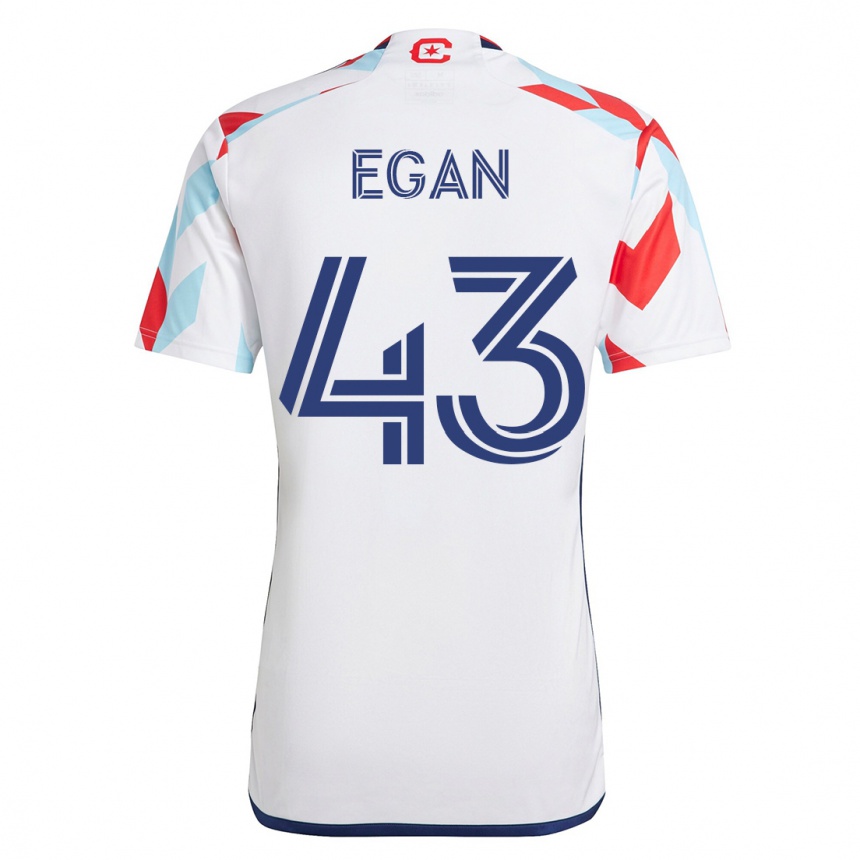 Men Football Noah Egan #43 White Blue Away Jersey 2023/24 T-Shirt