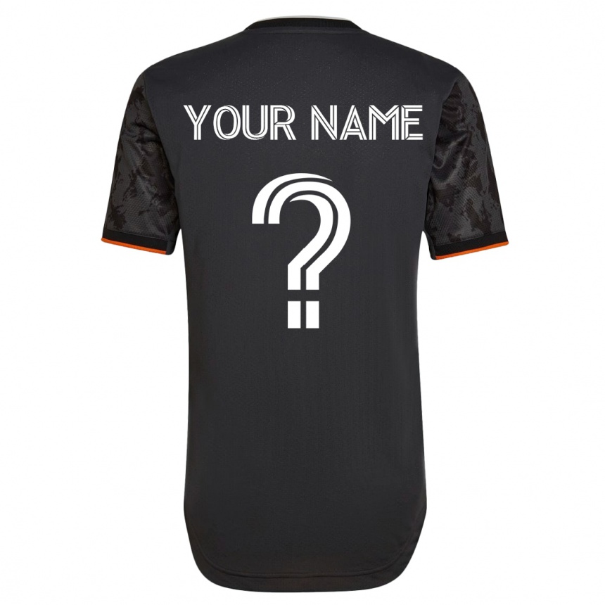 Men Football Your Name #0 Black Away Jersey 2023/24 T-Shirt