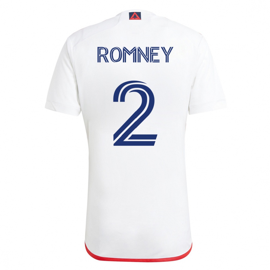 Men Football Dave Romney #2 White Red Away Jersey 2023/24 T-Shirt