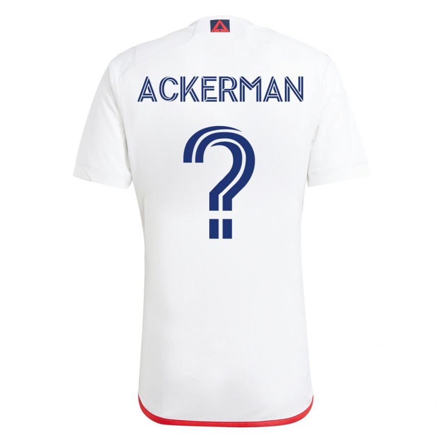 Men Football Eli Ackerman #0 White Red Away Jersey 2023/24 T-Shirt