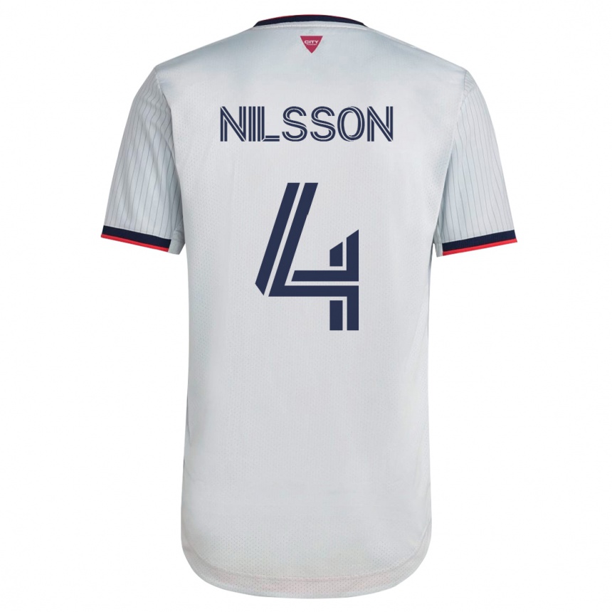 Men Football Joakim Nilsson #4 White Away Jersey 2023/24 T-Shirt