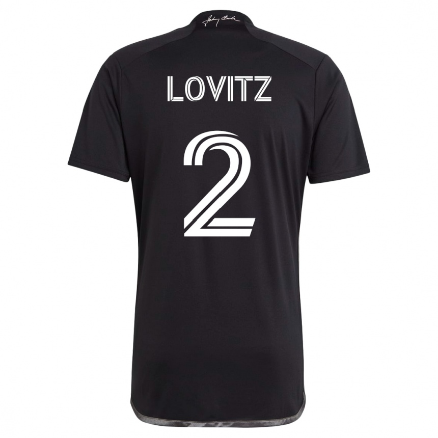 Men Football Daniel Lovitz #2 Black Away Jersey 2023/24 T-Shirt