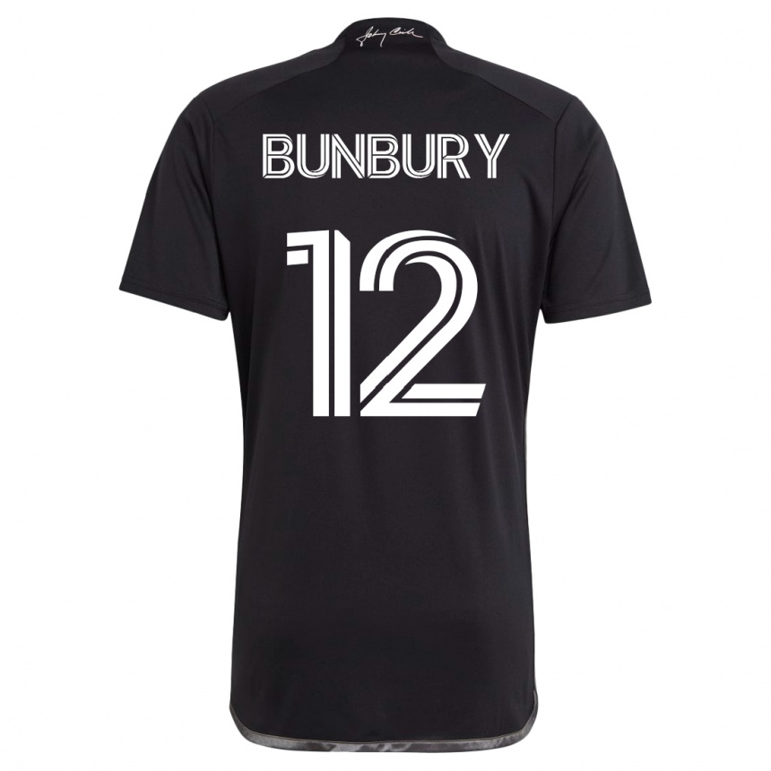 Men Football Teal Bunbury #12 Black Away Jersey 2023/24 T-Shirt