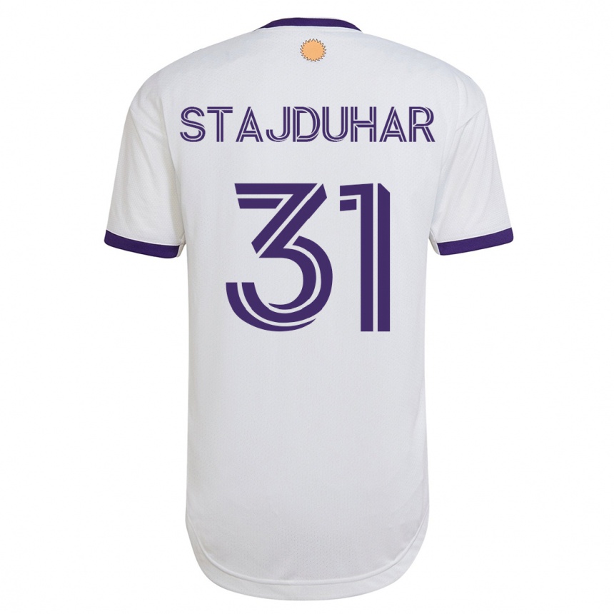 Men Football Mason Stajduhar #31 White Away Jersey 2023/24 T-Shirt