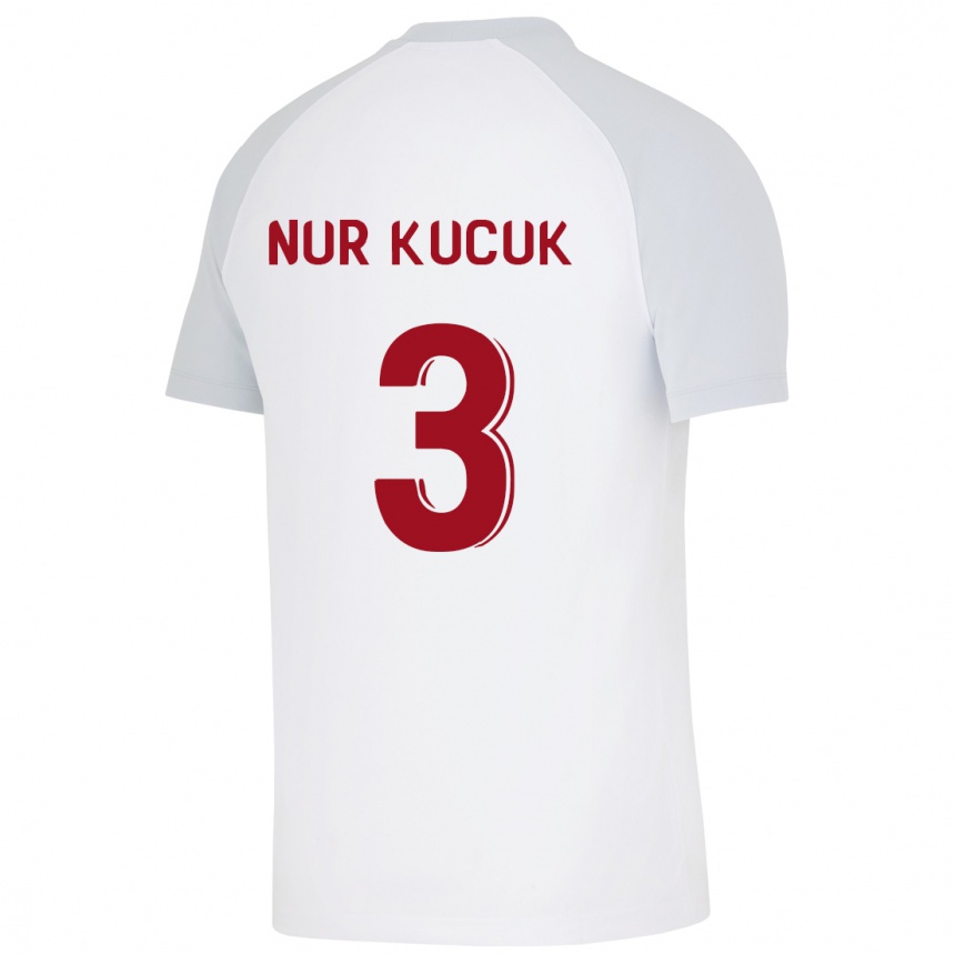 Men Football Rabia Nur Küçük #3 White Away Jersey 2023/24 T-Shirt