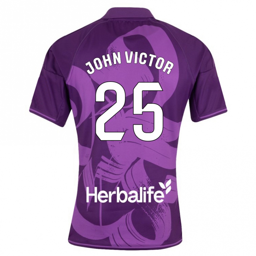 Men Football John Victor #25 Violet Away Jersey 2023/24 T-Shirt