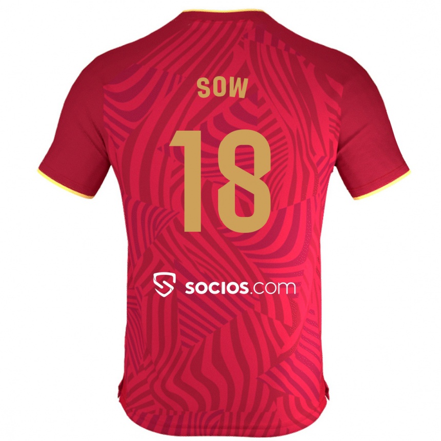 Men Football Djibril Sow #18 Red Away Jersey 2023/24 T-Shirt