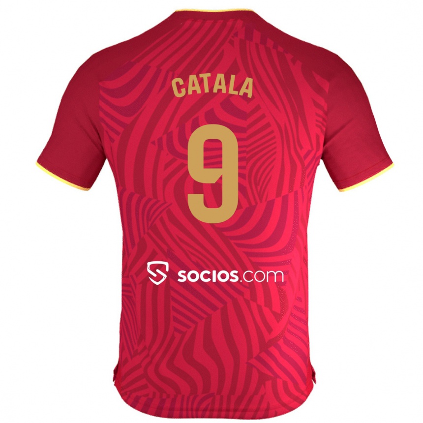 Men Football Rubén Catalá #9 Red Away Jersey 2023/24 T-Shirt