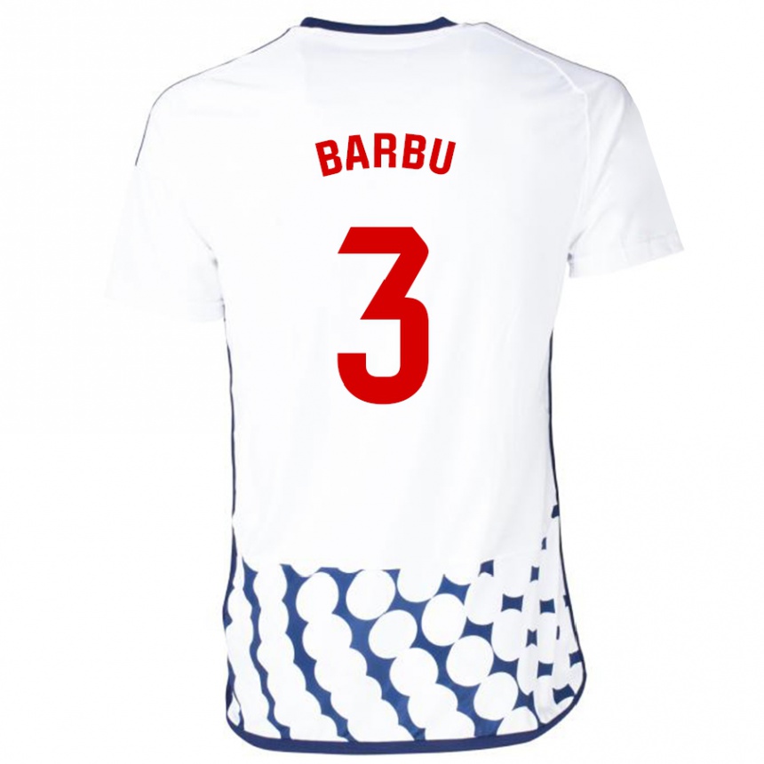 Men Football Álex Barbu #3 White Away Jersey 2023/24 T-Shirt