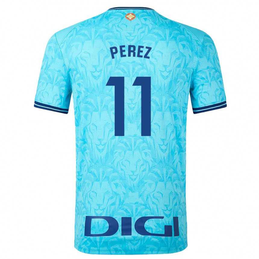 Men Football Adrián Pérez #11 Sky Blue Away Jersey 2023/24 T-Shirt